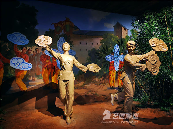 江西（赣县）客家博物院 赣南客家灯彩舞蹈雕塑